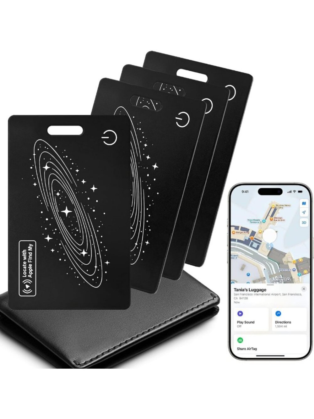 Slim Smart Wallet Tracker Card - Item Finder for Luggage, Keys & Passport, IP68